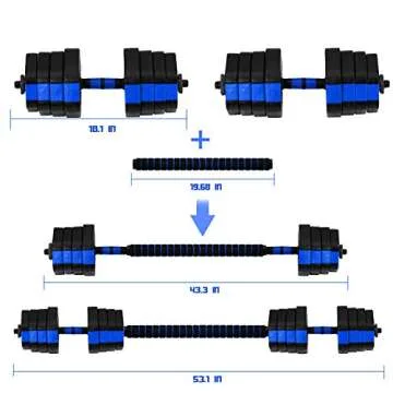VIVITORY Adjustable Dumbbell Set, Free Weights with Connector, Non-Rolling 44-66 lb Hex Dumbbells for Home Gym, Cement Mixture (44 lbs)