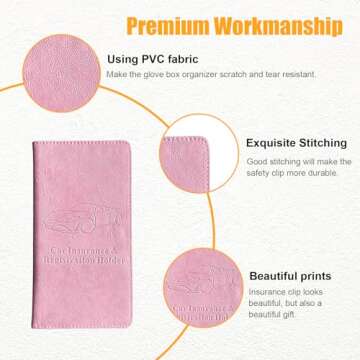 Kewucn Car Registration and Insurance Holder, Leather Auto Glove Box Organizer with Magnetic Shut, Vehicle Compartment Accessories Case for Cards, Driver License & Essential Documents