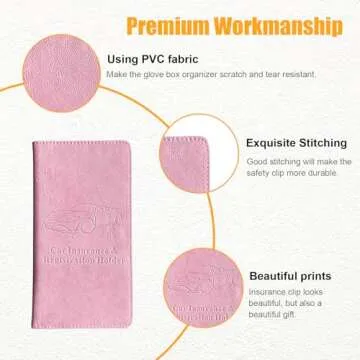Kewucn Car Registration and Insurance Holder, Leather Auto Glove Box Organizer with Magnetic Shut, Vehicle Compartment Accessories Case for Cards, Driver License & Essential Documents