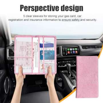 Kewucn Car Registration and Insurance Holder, Leather Auto Glove Box Organizer with Magnetic Shut, Vehicle Compartment Accessories Case for Cards, Driver License & Essential Documents