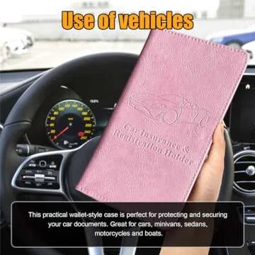 Kewucn Car Registration and Insurance Holder, Leather Auto Glove Box Organizer with Magnetic Shut, Vehicle Compartment Accessories Case for Cards, Driver License & Essential Documents