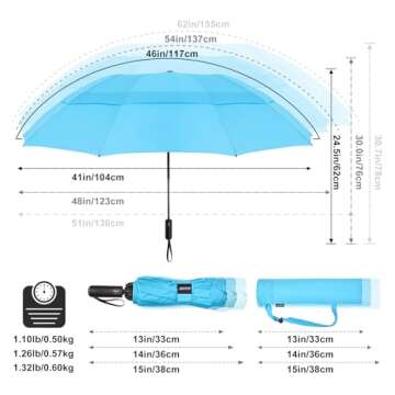 G4Free 54 Inch Large Compact Inverted Golf Umbrella Windproof 10 Ribs Reverse Travel Umbrella for Ra...