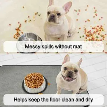 Sinland Microfiber Extra-Large Pet Food Mat Dog Feeding Mat Pet Bowl Mat with Anti-Skid Backing 21Inch x 32Inch Grey