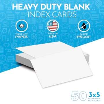 Home Advantage 3x5 Blank Index Cards - Our 50 Pack of Blank Note Cards Use Heavy Duty Cardstock to M...