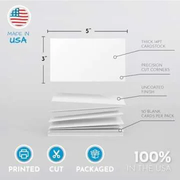 Home Advantage 3x5 Blank Index Cards - Our 50 Pack of Blank Note Cards Use Heavy Duty Cardstock to Make Them Bleed Proof - These Plain Index Cards Make Great Greeting Cards, Recipe Cards & Flash Cards
