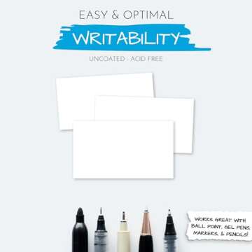 Home Advantage 3x5 Blank Index Cards - Our 50 Pack of Blank Note Cards Use Heavy Duty Cardstock to Make Them Bleed Proof - These Plain Index Cards Make Great Greeting Cards, Recipe Cards & Flash Cards