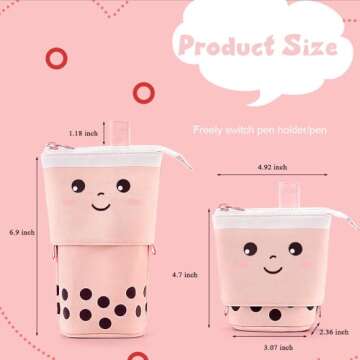 Cute Standing Pencil Case for Kids, Pop Up Pencil Box Makeup Pouch, Christmas Gift Kids Corduroy Pen...