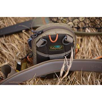 fishpond San Juan Vertical Fly Fishing Chest Pack, Fits up to Two Tackle or Fly Boxes, Lightweight Fishing Bag with Padded Neck Strap – Sand/Saddle Brown