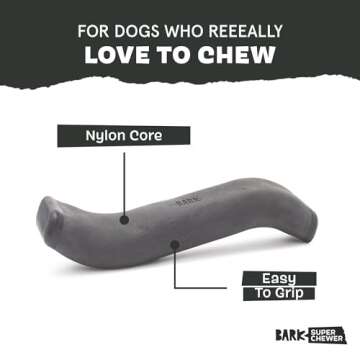 Barkbox Super Chewer Tough Dog Fetch Toy for Aggressive Chewers, Durable Rubber & Nylon for Small, M...