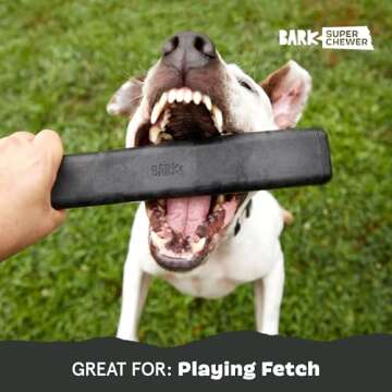 Barkbox Super Chewer Tough Dog Fetch Toy for Aggressive Chewers, Durable Rubber & Nylon for Small, Medium, & Large Dogs & Puppies, Throwbar