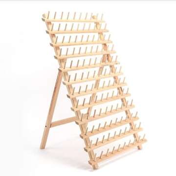 BAENRCY 120-Spools Wooden Thread Holder Sewing and Embroidery Rack and Organizer