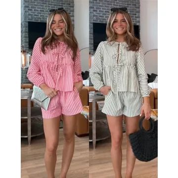 Shop Bankeng Women Y2K Tie Front 2 Piece Shorts Set