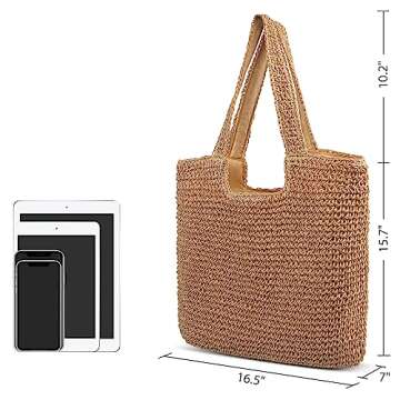 Trifabricy Beach Bag Tote - Straw Beach Bag for Women, Large Woven Capacity Beach Tote, Summer Handb...