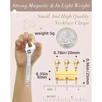 OHINGLT Layered Necklace Clasp Magnetic 18K Gold and Silver Necklace Separator for Layering, Multiple Necklace Clasps and Closures for Women