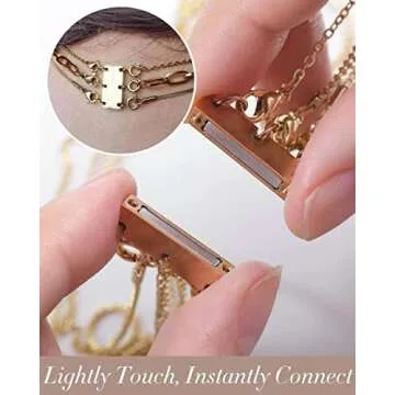 OHINGLT Layered Necklace Clasp Magnetic 18K Gold and Silver Necklace Separator for Layering, Multiple Necklace Clasps and Closures for Women