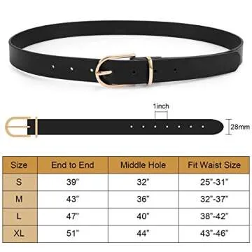 VONMELLI 3 Pack Women's Belts for Jeans Pants Fashion Gold Buckle Ladies Dress Belt Black Coffee Beige M