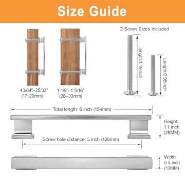 VEHCIL 10 Pack Brushed Nickel Cabinet Pulls,5 Inch(128mm) Kitchen Cabinet Handles, Drawer Pulls Handles for Kitchen Cabinets Hardware Cupboard Closet Bathroom Dresser, Solid Zinc Alloy