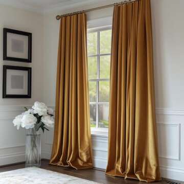 Lazzzy Gold Velvet Curtains Blackout Curtain Thermal Insulated Curtains for Bedroom Living Room Darkening Super Soft Luxury Drapes Sondproof Privacy Set of 2 Panels 52 by 90 Inch Gold Brown