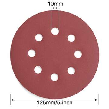 Aiyard 5-Inch 8-Hole Hook and Loop Sanding Discs, 600/800/1000/1200/1500/2000 Fine Grits Sandpaper for Random Orbit Sander, 60-Pack