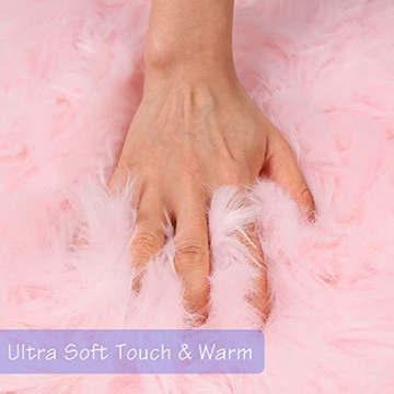 Luxury duduta Pink Faux Fur Carpet Rug 3x5 ft