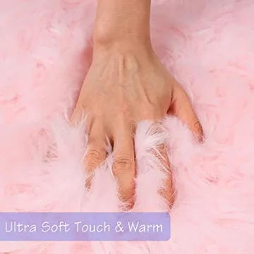 Luxury duduta Pink Faux Fur Carpet Rug 3x5 ft