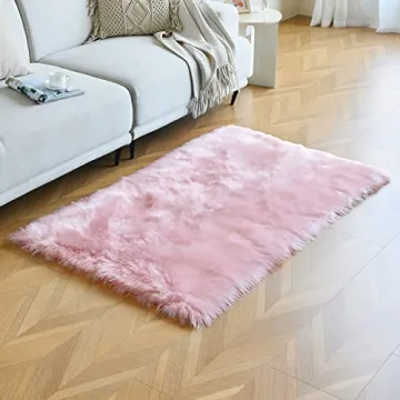 Luxury duduta Pink Faux Fur Carpet Rug 3x5 ft