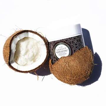 LaLicious Sugar Coconut Extraordinary Whipped Sugar Scrub - Cane Sugar Body & Foot Scrub, Exfoliating & Moisturizing Skin Care with Coconut Oil & Honey, No Parabens (16oz)