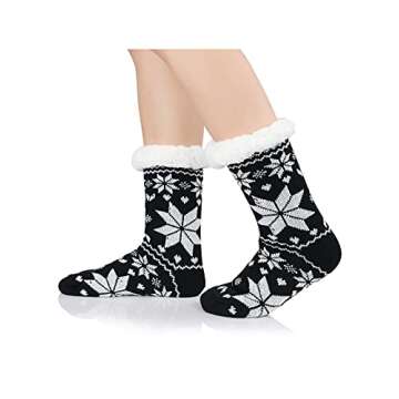 Women's Winter Slipper Socks with Grippers - Cozy Fleece-lined Warmth
