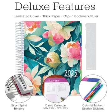 Deluxe 2025 Planner, 8.5"x11": 14 Months (November 2024 - December 2025), Includes Page Tabs, Bookma...