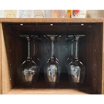 RedDreamer 14-Inch Black Wine Glass Rack, Under Cabinet Wine Glass Holder, Stemware Rack, Hanging Stemware Holder, Set of 2