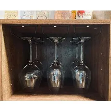RedDreamer 14-Inch Black Wine Glass Rack, Under Cabinet Wine Glass Holder, Stemware Rack, Hanging Stemware Holder, Set of 2