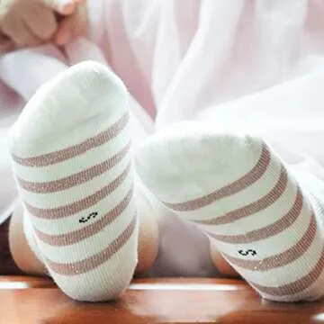 Gwenvenni Kids Cutton Ankle Socks Glitter Striped Crew Socks fo Big Little Girls 5-Pack