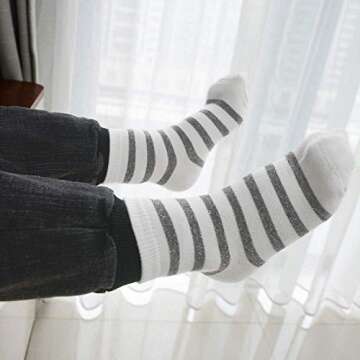 Gwenvenni Kids Cutton Ankle Socks Glitter Striped Crew Socks fo Big Little Girls 5-Pack