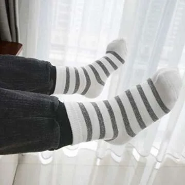 Gwenvenni Kids Cutton Ankle Socks Glitter Striped Crew Socks fo Big Little Girls 5-Pack