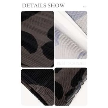 PRETTYGARDEN Women's Floral Casual Stretchy High Waisted Pencil Skirt Knee Length Pleated A-Line Plisse Midi Skirt Flared Hem (Beige, Medium)