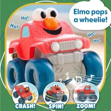 Just Play Sesame Street Giggle N Go Monster Truck Toy Vehicle, Pops Wheelies, Sings, and Has Phrases, Kids Toys for Ages 2 Up, Amazon Exclusive