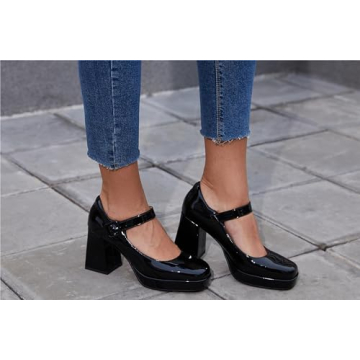Latasa Mary Jane Platform Chunky Block Heels for Women