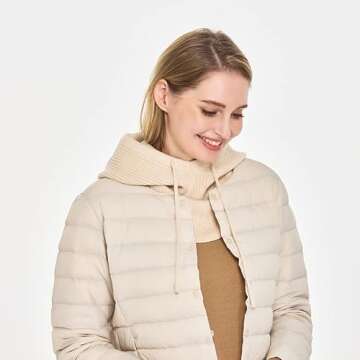 Timoise Knit Winter Hats for Women Balaclava Warm Hooded Scarf for Men and Women Beanie Hat Skull Cap (Beige)