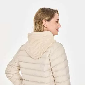 Timoise Knit Winter Hats for Women Balaclava Warm Hooded Scarf for Men and Women Beanie Hat Skull Cap (Beige)