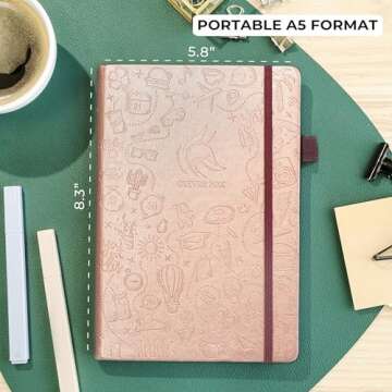Clever Fox Dotted Journal 2.0 – Compact Planning and Sketching Dot Grid Notebook 120 GSM Thick, No-Bleed Paper – Planner with Pen Loop, Pocket, Ribbons, Stickers A5 - Rose Gold
