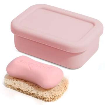 Leak Proof Silicone Travel Soap Case with Draining Layer for Bar Soap