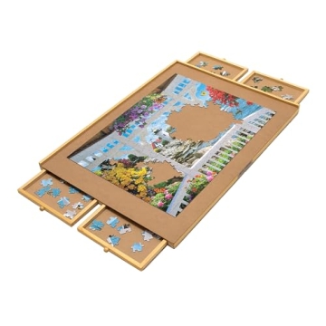 Bits and Pieces Puzzle Board with Drawers - 1500 Piece Jigsaw Puzzle Table Organizer Smooth Non-Slip...