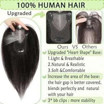 LEDIZE Hair Toppers for Women Real Human Hair, 360° Hair Topper No Bangs, Upgrade Lace Base Human Hair Toppers for Women 12 Inch Hair Toppers for Women with Thinning Hair (Black, 12 Inch)