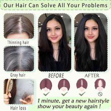 LEDIZE Hair Toppers for Women Real Human Hair, 360° Hair Topper No Bangs, Upgrade Lace Base Human Hair Toppers for Women 12 Inch Hair Toppers for Women with Thinning Hair (Black, 12 Inch)