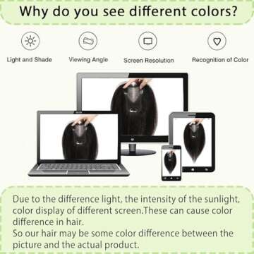 LEDIZE Hair Toppers for Women Real Human Hair, 360° Hair Topper No Bangs, Upgrade Lace Base Human Hair Toppers for Women 12 Inch Hair Toppers for Women with Thinning Hair (Black, 12 Inch)