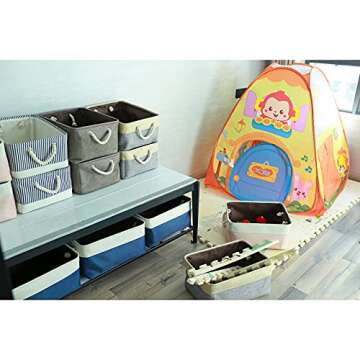 Storage Basket [3-Pack], Large Foldable Storage Bins Sturdy Fabric Storage Baskets with Handles for Home Office Closet Baby's Room Nursery, Clothes, Brown,15.75''(L) x 11.81''(W) x 7.87''(H)