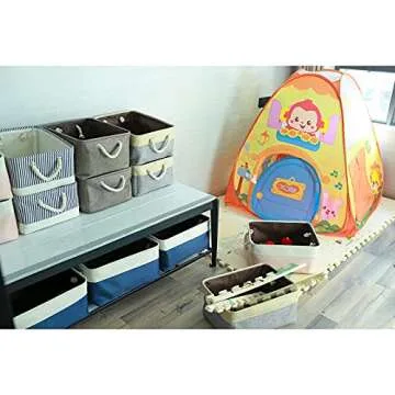 Storage Basket [3-Pack], Large Foldable Storage Bins Sturdy Fabric Storage Baskets with Handles for Home Office Closet Baby's Room Nursery, Clothes, Brown,15.75''(L) x 11.81''(W) x 7.87''(H)