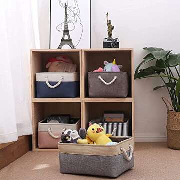 Storage Basket [3-Pack], Large Foldable Storage Bins Sturdy Fabric Storage Baskets with Handles for Home Office Closet Baby's Room Nursery, Clothes, Brown,15.75''(L) x 11.81''(W) x 7.87''(H)