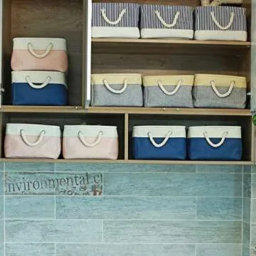 Storage Basket [3-Pack], Large Foldable Storage Bins Sturdy Fabric Storage Baskets with Handles for Home Office Closet Baby's Room Nursery, Clothes, Brown,15.75''(L) x 11.81''(W) x 7.87''(H)