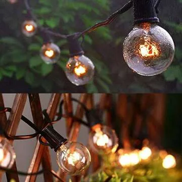 GUDDL Outdoor String Lights 50ft Patio Lights with 55 G40 Bulbs (5 Spare), Connectable Globe String ...